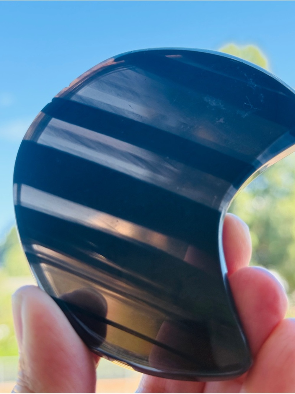 Midnight Lace Obsidian Moon Crystal | 3.32" Rare "Veiled" Volcanic Palm Stone